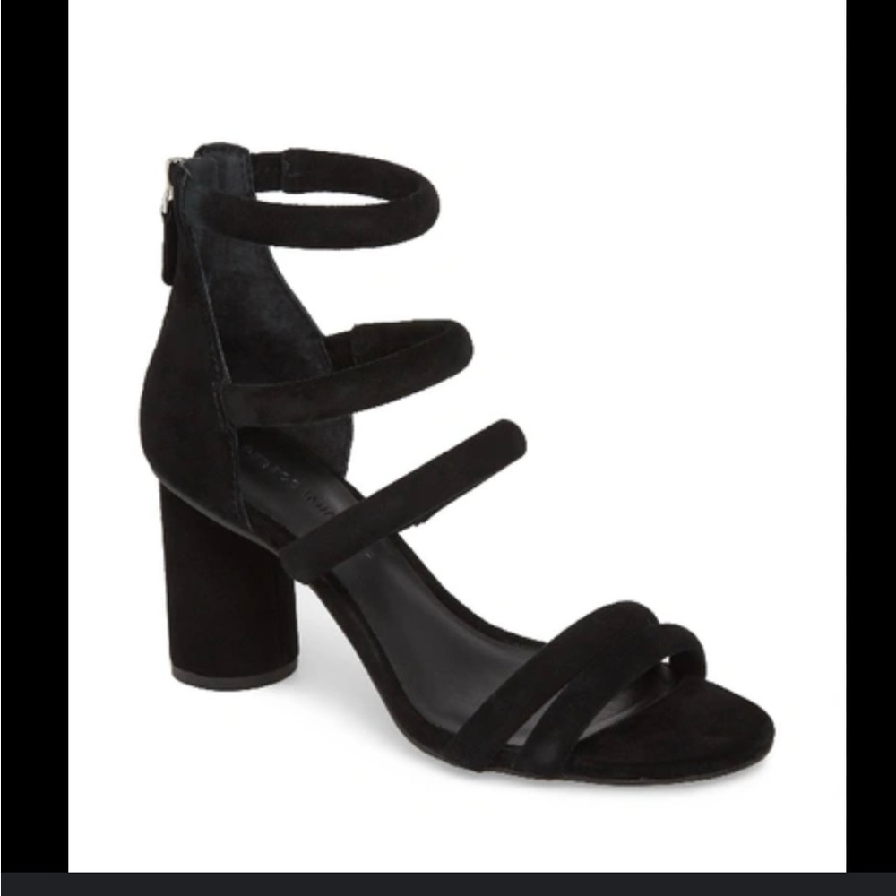 Elegant Velvet Black Strappy Heels